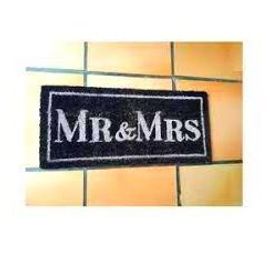 Paillasson Tapis Seuil Palier Mr & Mrs Tapis Noir Fibre Coco 55x25cm Palier Grattoire Pas De Porte Hygiene Utilisation Intérieure Ou Extérieure Couverte Design Génial Égayer Entrée Logement