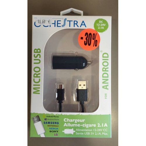 Ochestra Chargeur Allume Cigare Micro Usb