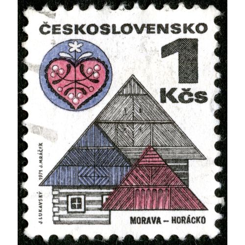 Timbre Oblitéré Ceskoslovensko, Morava-Horacko, 1 Kcs, 1971