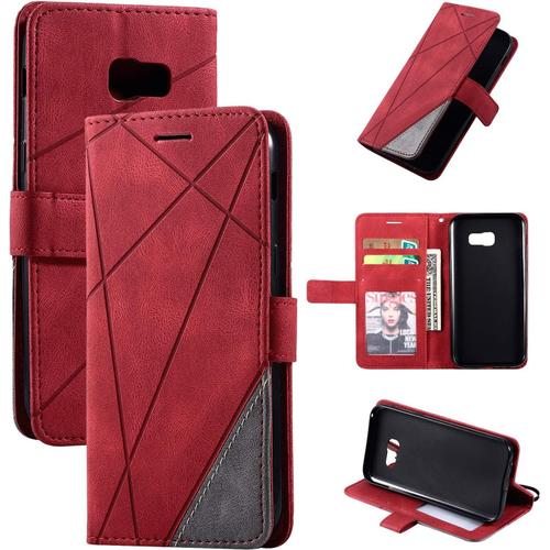 Coque Pour Samsung Galaxy J7 Prime 2 ,Magnétique Etui Housse Pour Samsung Sm-G611ff/Ds Galaxy J7 Prime 2/Galaxy On7 Prime 2018/Sm-G610f/Dd Galaxy On Nxt/Galaxy J7 Prime Étui Téléphone Red