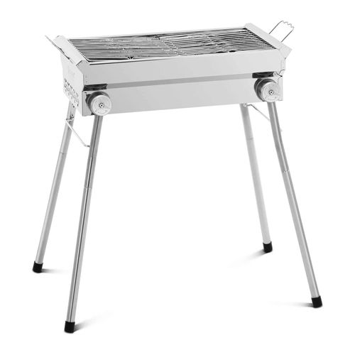 Barbecue au charbon de bois avec tablette et grille rabattable - 43 x 25 cm - Inox, acier galvanis? - Royal Catering