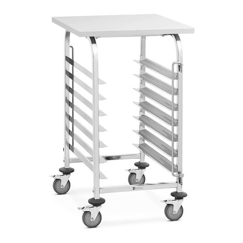 Chariot ? Plateaux - 7 Plateaux Plus Tablette - Acier Inoxydable - Royal Catering