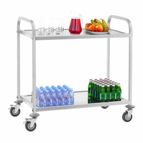 Chariot De Service En Acier - 2 Plateaux - 160 Kg Max. - 2 Freins
