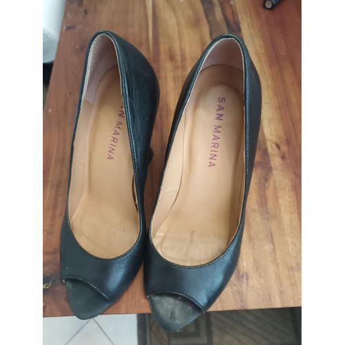 Chaussures San Marina Cuir Noir, Compensées T39