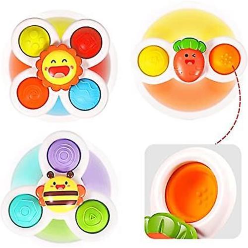 Toy Spinner Pour Bébé,Bébé Ventouse Toupie Jouets, 3pcs Enfants