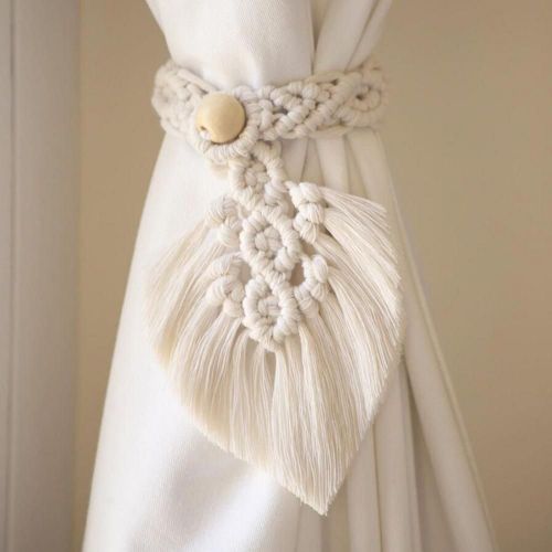 Sangle De Rideau En Macramé, 2 Pièces/Ensemble, Embrasses, Tissé À La Main, Style Bohème, Corde D'attache, Décoration De Glands Suspendus