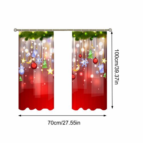 Rideaux De Noël À Impression Numérique, Semi-Ombrageant, Polyester Résistant Au Soleil, Salon Et Chambre À Coucher, 2 Pièces