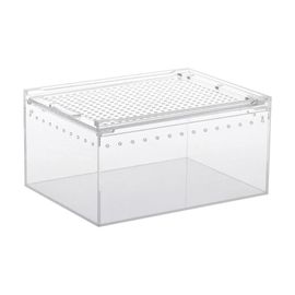 Boîte D'alimentation Transparente Pour Reptiles, Couvercle Coulissant En Acrylique, Précieux, Insectes, Araignées, Lézard, Terrarium