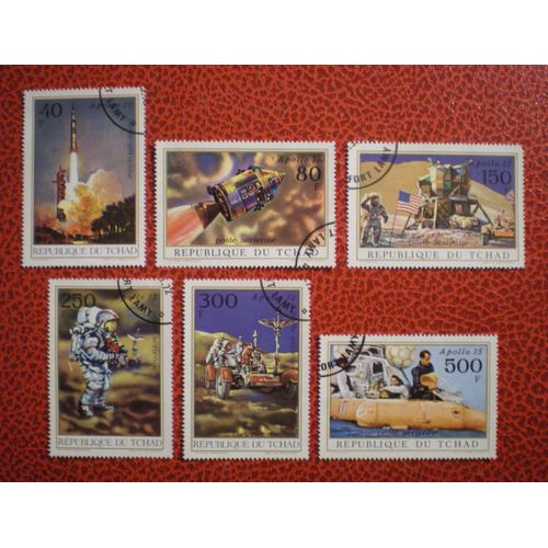 Apollo Xv - Apollo 15 - Conquête De L'espace - Lot De 6 Timbres Oblitérés - Série Complète - République Du Tchad - Année 1972