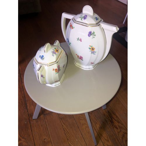 Service Café Sucrier En Porcelaine De Limoges J. Reynaud. En Excellent État.