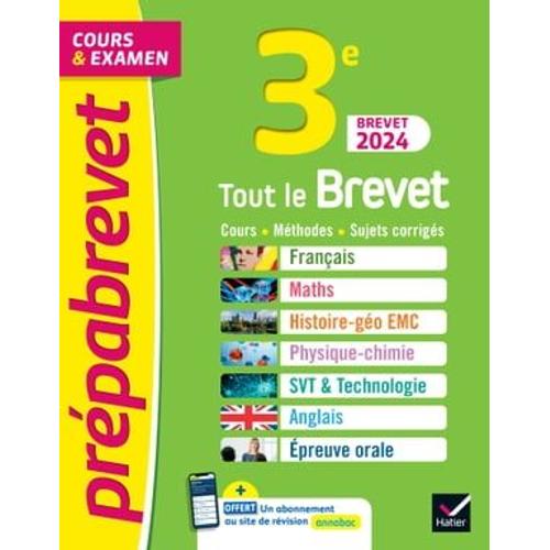 Prépabrevet Tout Le Brevet 2024 - 3e (Toutes Les Matières)