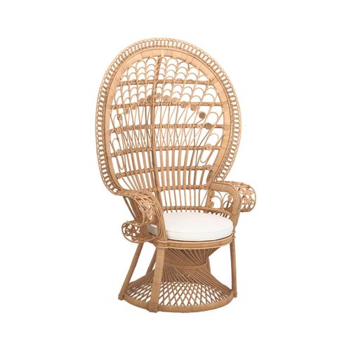 Fauteuil Vintage En Rotin Avec Coussin D'assise. Mahe. L 110 X P 60 X H150cm