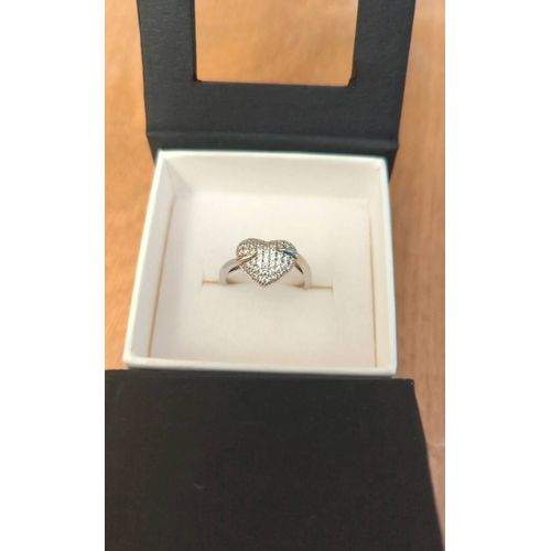Bague Coeur En Argent 925/1000eme Et Zyrcons Blancs