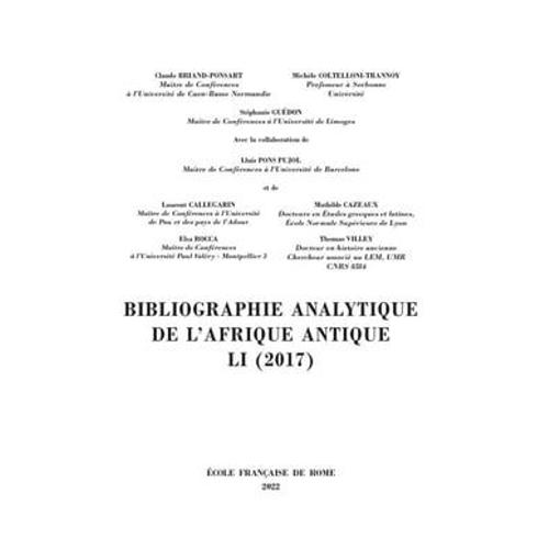 Bibliographie Analytique De L'afrique Antique Li (2017)
