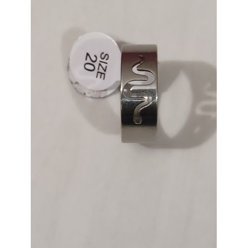Bague En Acier Inoxydable,Metal Argenté,Gravure Serpent,Taille 20