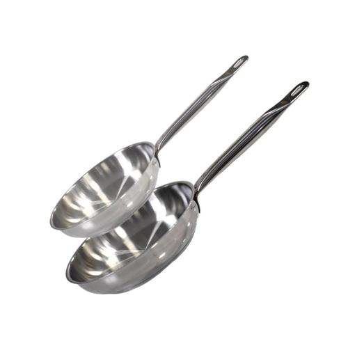 Elo 9903350 Lot De 2 Poêles À Frire En Inox 24 Cm Et 28 Cm, Poêle De Cuisine Inox, 2 Poêles Inox, Poêle De Cuisine Inox, Acier Inoxydable, 24 Cm Et 28 Cm