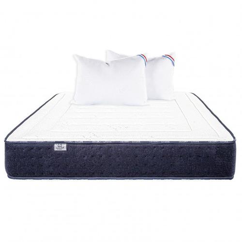 Matelas Nuage (24cm) Mousse Haute Densité, Mi-Ferme, Face Été/Hiver + Oreiller - Blanc, 180x200cm