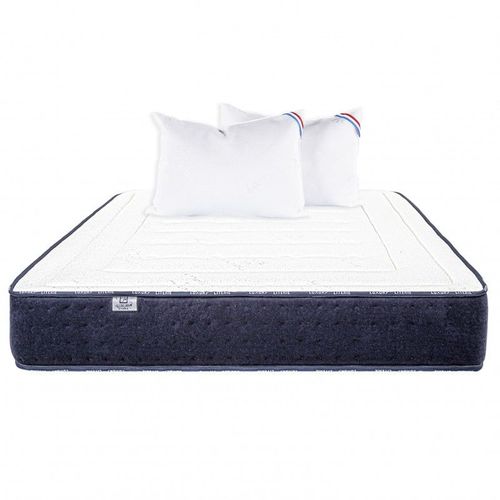 Matelas Nuage (24cm) Mousse Haute Densité, Mi-Ferme, Face Été/Hiver + Oreiller - Blanc, 160x200cm