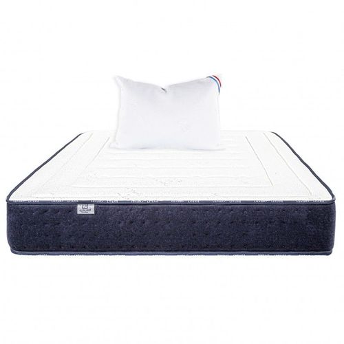 Matelas Nuage (24cm) Mousse Haute Densité, Mi-Ferme, Face Été/Hiver + Oreiller - Blanc, 90x190cm