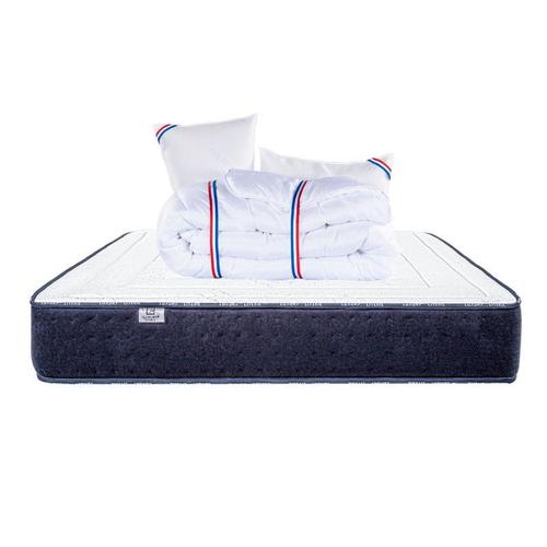 Matelas Nuage (24cm) Inclus Couette Et Oreiller,Mousse Haute Densité, Mi-Ferme, Face Été/Hiver - Blanc, 180x200cm