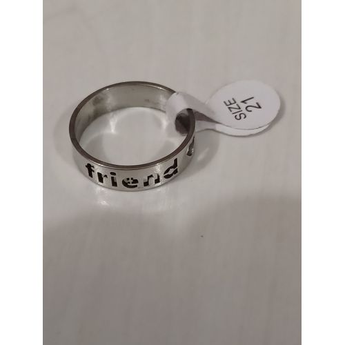 Bague En Acier Inoxydable,Metal Argenté,Gravure Friend,Taille 21