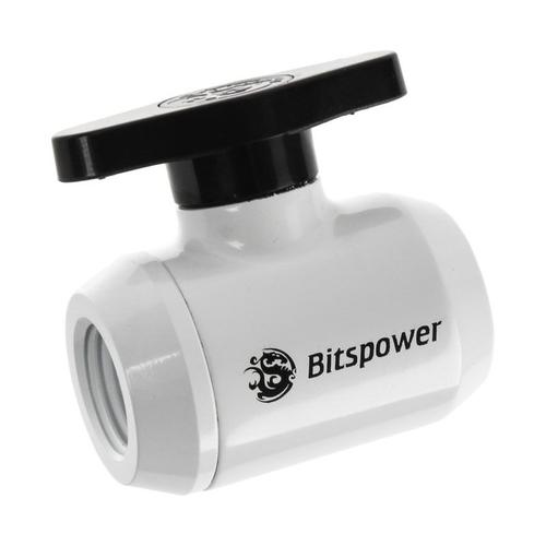 Bitspower Absperrhahn 2x Ig 1/4 Zoll, Schwarzer Griff - Weiß