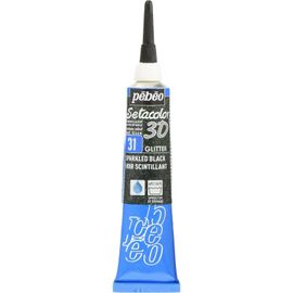 Pébéo Tube 20ml Peinture Tissu Setacolor 3d Glitter Noir Scintillant
