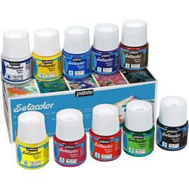 Pébéo Set 10 Flacons 45ml Peinture Setacolor Opaque Pour Textile Assortis