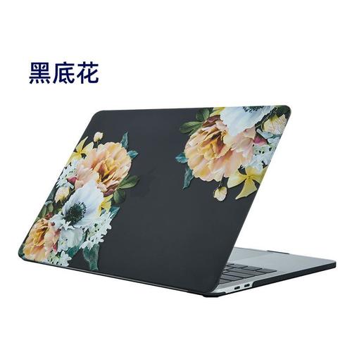 Convient pour MacBook Air coque de protection coque mate peinte étui de protection pour ordinateur portable Apple - fleur noire - nouveau 13.3Air A1932/A2179/A2337