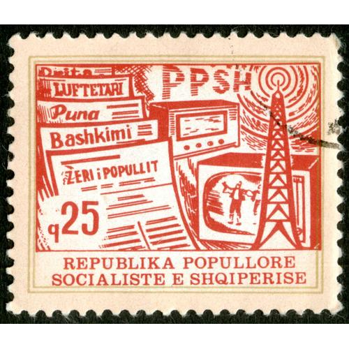 Timbre Oblitéré Republika Popullore Socialiste E Shqoperise, Ppsh, Luftetari, Puna, Bashkimi, Zeri I Popullit, Q 25