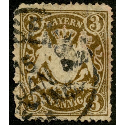 Timbre Oblitéré Bayern, 3 Pfennig