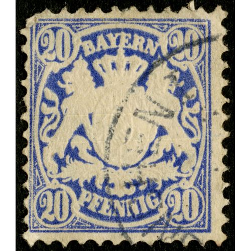 Timbre Oblitéré Bayern, 20 Pfennig