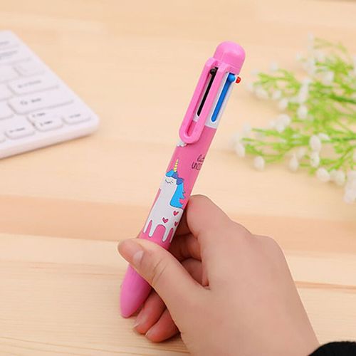 Stylo À Bille Multifonction Pour Enfants,Fournitures Scolaires,Stylos Licorne Multicolores,Stylo Créatif De Bureau,6 Couleurs,1 Pièce - Type E-Multi-Couleur