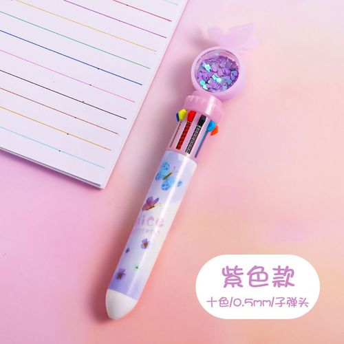 Stylo À Bille Épais À Paillettes Papillon,Fournitures Scolaires Et De Bureau,Cadeau,10 Couleurs - Type Multi-Couleur #D