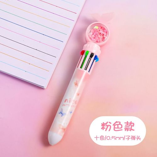 Stylo À Bille Épais À Paillettes Papillon,Fournitures Scolaires Et De Bureau,Cadeau,10 Couleurs - Type Multi-Couleur #B