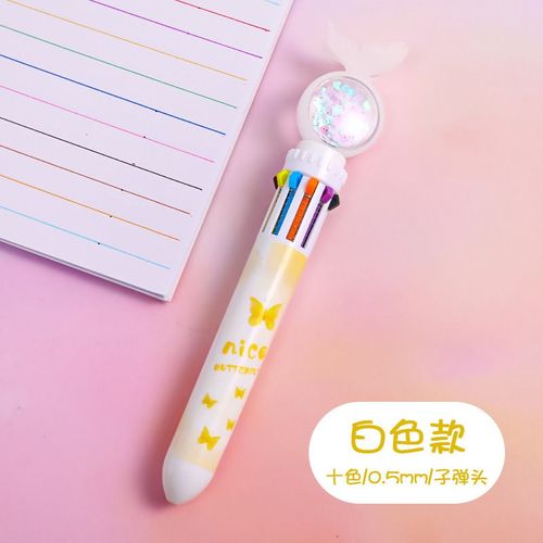 Stylo À Bille Épais À Paillettes Papillon,Fournitures Scolaires Et De Bureau,Cadeau,10 Couleurs - Type Multi-Couleur #A