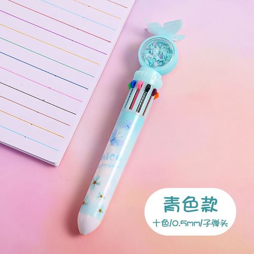 Stylo À Bille Épais À Paillettes Papillon,Fournitures Scolaires Et De Bureau,Cadeau,10 Couleurs - Type Multi-Couleur #C
