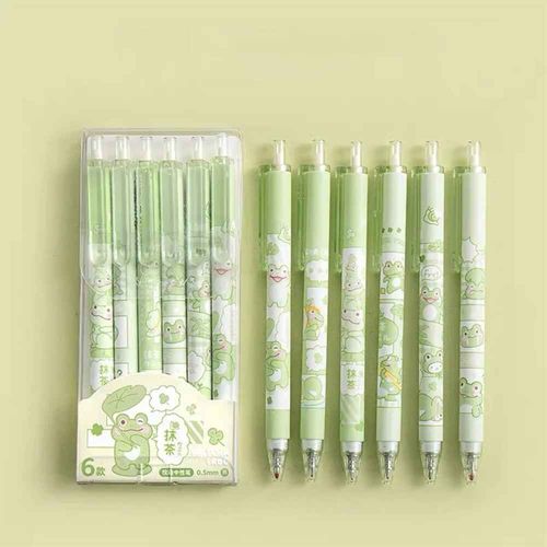 Stylos Gel Grenouille Mignons,Stylo À Bille Kawaii,Fournitures D'écriture Scolaire Et De Bureau,Cadeaux Pour Étudiants,Mode,6 Pièces - Type 6pcs