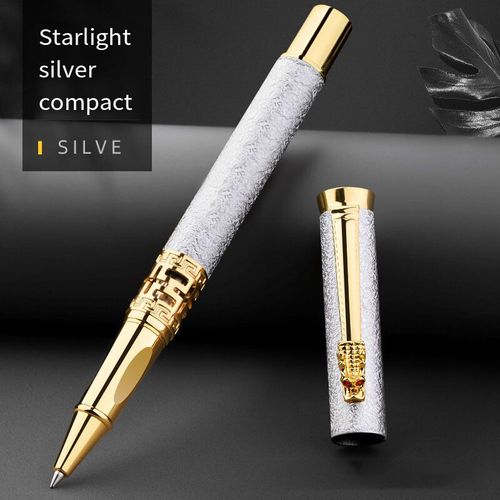 Stylo À Bille Roulante En Métal Pour Homme,Cadeau D'affaires Et De Bureau,Signature Avancée,Année Du Dragon,Luxe - Type Silver