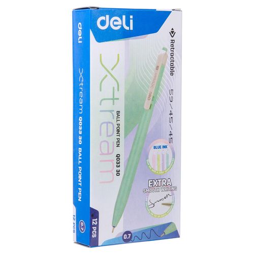 Deli-Stylo À Bille Simple Pour Étudiants,Commutateur De Quatre Documents,Tête De Balle De 0.7mm,Outil D'écriture De Bureau,Fournitures Développe,12 Pièces - Type Stylo Gel 0.7mm Bleu