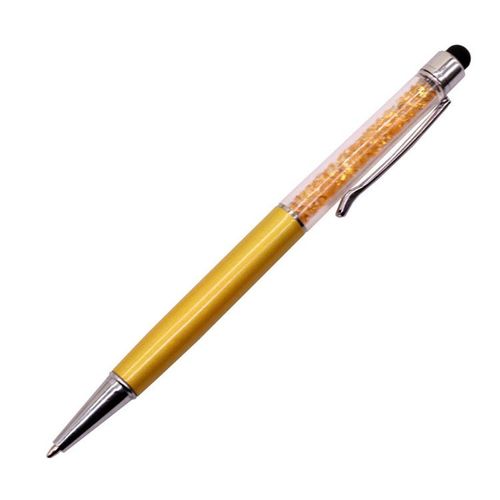 Stylo À Bille En Cristal Pour L'écriture,Stylo Pilote Créatif,Stylo Tactile Pour La Papeterie,Bureau Et École,Encre Noire Et Bleue,2 Pièces - Type Capacitor Yellow-Bleu