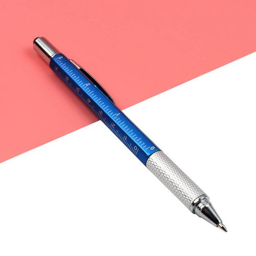 Stylo À Bille Multifonctionnel Avec Règle Et Tournevis,7 Pièces/Ensemble,Outil Technique Pratique Multifonction Avec Niveau - Type 7 Pcs Blue Pen-Black