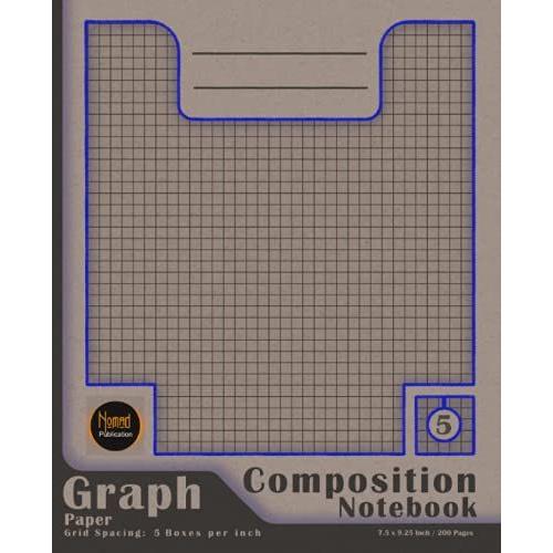 Graph Paper Composition Notebook: Quad Ruled, Grid Spacing: 5 Squares Per Inch, 200 Pages, Cover In(Blue,Black,Brown), Math And Science Composition Notebook For Students