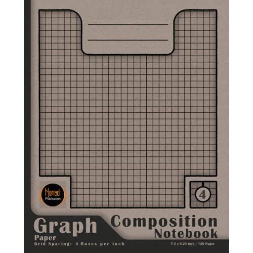 Graph Paper Composition Notebook: Quad Ruled, Grid Spacing: 4 Squares Per Inch, 120 Pages, Cover In(Black,Brown), Math And Science Composition Notebook For Students
