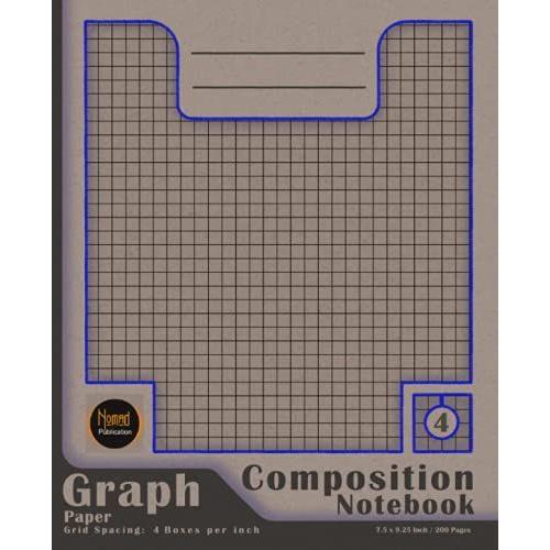 Graph Paper Composition Notebook: Quad Ruled, Grid Spacing: 4 Squares Per Inch, 200 Pages, Cover In(Blue,Black,Brown), Math And Science Composition Notebook For Students