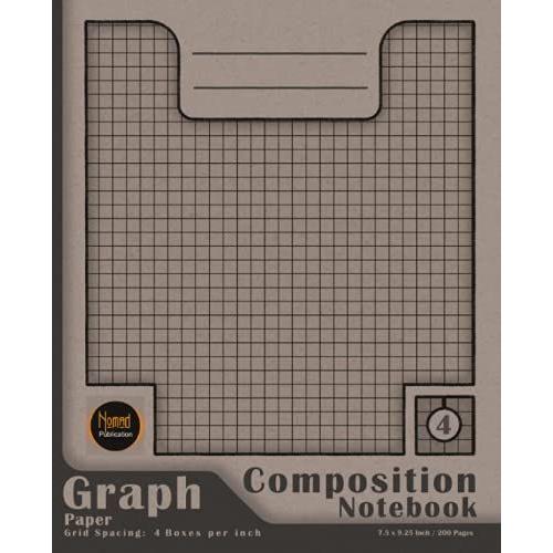 Graph Paper Composition Notebook: Quad Ruled, Grid Spacing: 4 Squares Per Inch, 200 Pages, Cover In(Black,Brown), Math And Science Composition Notebook For Students