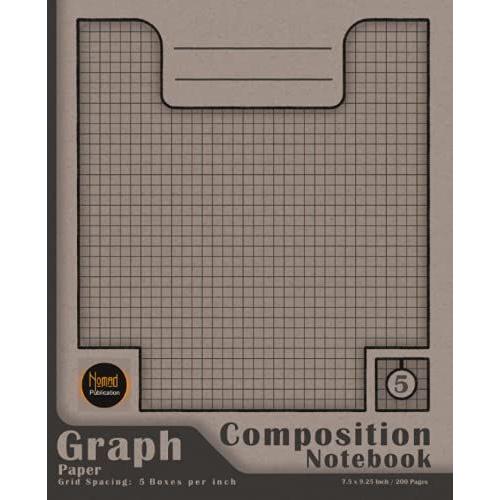 Graph Paper Composition Notebook: Quad Ruled, Grid Spacing: 5 Squares Per Inch, 200 Pages, Cover In(Black,Brown), Math And Science Composition Notebook For Students