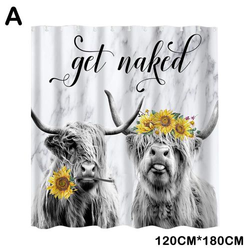 Rideau de douche imperméable Highlands, motif imprimé animal et vache, décoration de bain en polyester, tissu de taille 4, E8l2, nouveau