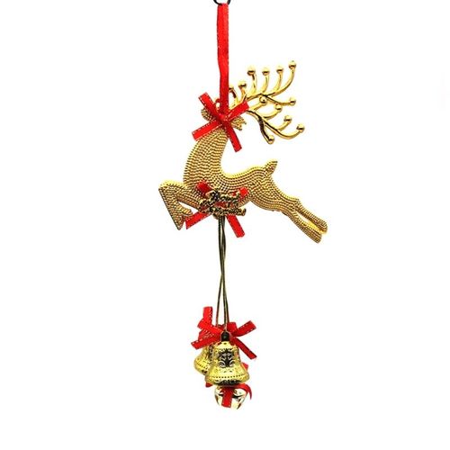 H7EA ? pendentif de sapin de noël en or/rouge/argent, cerf mignon avec cloche