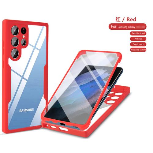 Coque Pour Samsung S22, Coque De Protection Avec Trou D¿Empreinte Digitale - Rouge